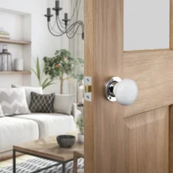 Sandleford Chawton Ceramic Mortice Knob Set - White & Polished Chrome -COMMAND Sales Store 12836459 1214832953192206