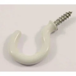 None Round Cup Hook - White - 25mm - 5 Pack