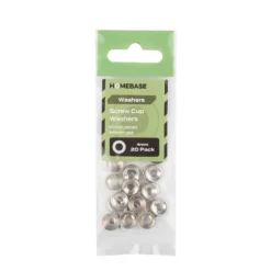 Homebase Nickel Plated Screw Cup Washer 4mm X 20 Pack -COMMAND Sales Store 13150417 1914907614222257