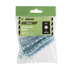 Homebase Zinc Plated Concrete Bolt M10 75mm 5 Pack -COMMAND Sales Store 13150453 1284920814479027