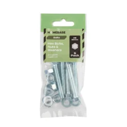 Homebase Zinc Plated Hex Bolt M8 50mm 5 Pack -COMMAND Sales Store 13150460 2134907614716504