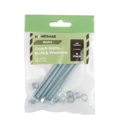 Homebase Zinc Plated Coach Bolt M6 100mm 5 Pack 7 Homebase Zinc Plated Coach Bolt M6 100mm 5 Pack -COMMAND Sales Store 13150483 4974920814634574