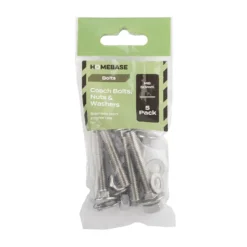 Homebase Stainless Steel Coach Bolt M8 50mm 5 Pack -COMMAND Sales Store 13150506 2134907615155791
