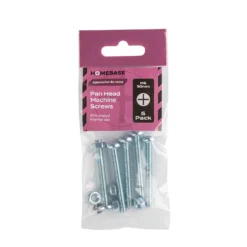 Homebase Zinc Plated Machine Screw Pan Head M6 50mm 5 Pack -COMMAND Sales Store 13151101 5084920815045388