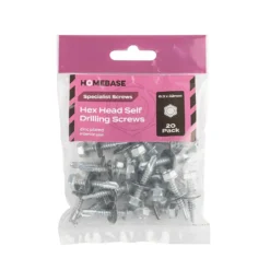 Homebase Zinc Plated Self Drill Screw For Wood Hex Head 6.3 X 32mm 20 Pack -COMMAND Sales Store 13151116 1884920815235426