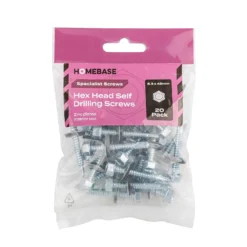 Homebase Zinc Plated Self Drill Screw For Wood Hex Head 6.3 X 45mm 20 Pack -COMMAND Sales Store 13151117 1564920815267055