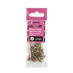 Homebase Yellow Zinc Plated Single Thread Screw 4 X 16mm 25 Pack -COMMAND Sales Store 13151161 4054907616323706