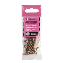 Homebase Yellow Zinc Plated Single Thread Screw 4 X 30mm 25 Pack -COMMAND Sales Store 13151164 8064907616345930