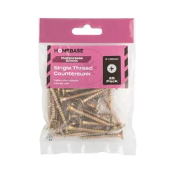 Homebase Yellow Zinc Plated Single Thread Screw 6 X 50mm 25 Pack -COMMAND Sales Store 13151190 1574920815815002