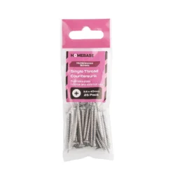 Homebase Stainless Steel Single Thread Screw 3.5 X 40mm 25 Pack -COMMAND Sales Store 13151206 2064920816129237