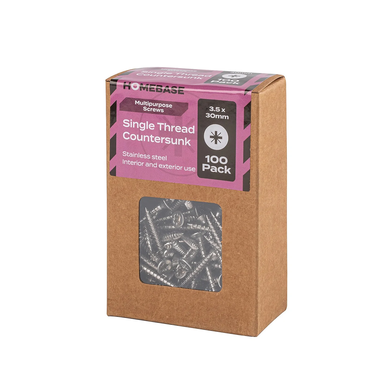 Homebase Stainless Steel Single Thread Screw 3.5 X 30mm 100 Pack 3 Homebase Stainless Steel Single Thread Screw 3.5 X 30mm 100 Pack - Image 3