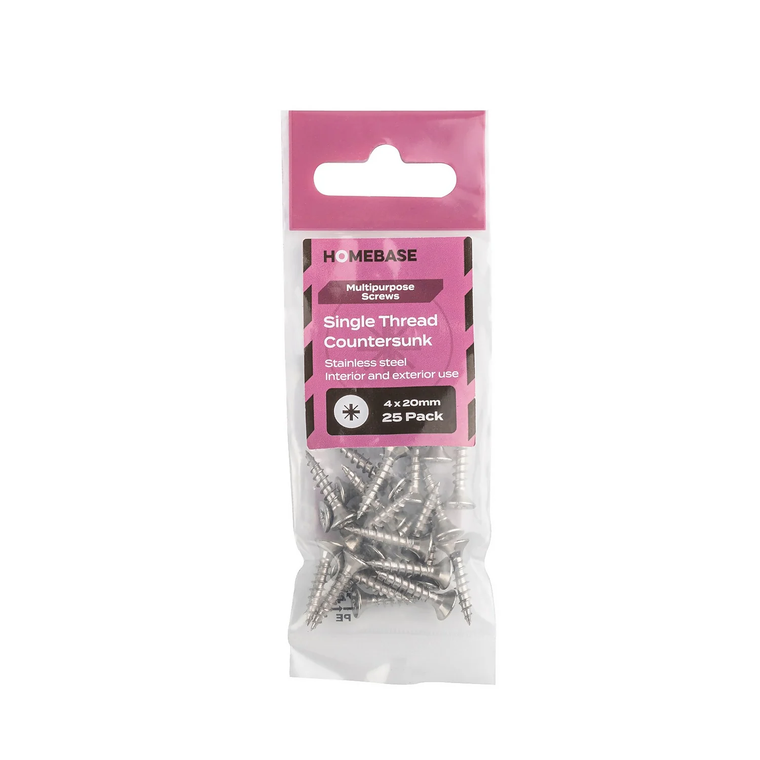 Homebase Stainless Steel Single Thread Screw 4 X 20mm 25 Pack 3 Homebase Stainless Steel Single Thread Screw 4 X 20mm 25 Pack - Image 3
