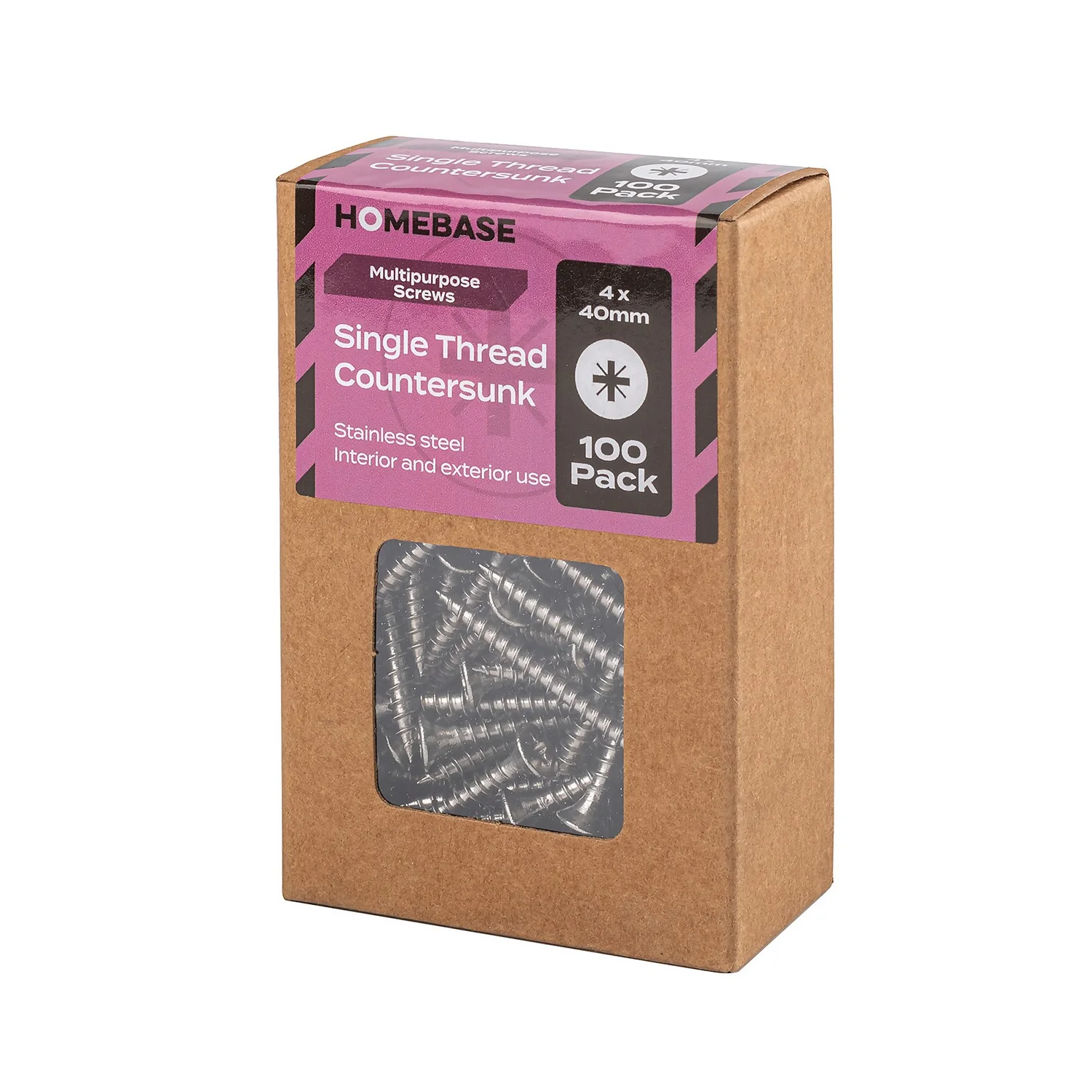 Homebase Stainless Steel Single Thread Screw 4 X 40mm 100 Pack 3 Homebase Stainless Steel Single Thread Screw 4 X 40mm 100 Pack - Image 3