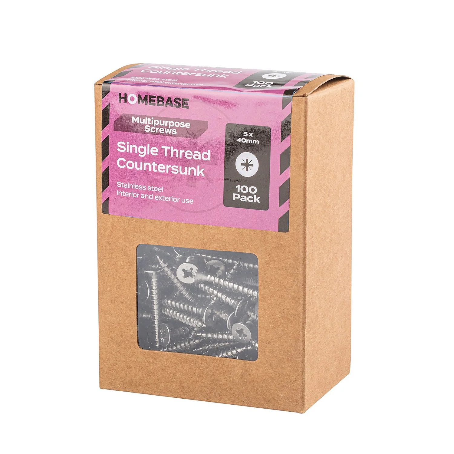 Homebase Stainless Steel Single Thread Screw 5 X 40mm 100 Pack 3 Homebase Stainless Steel Single Thread Screw 5 X 40mm 100 Pack - Image 3