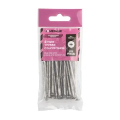 Homebase Stainless Steel Single Thread Screw 4 X 75mm 25 Pack -COMMAND Sales Store 13151224 2174920816287679