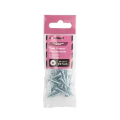 Homebase Zinc Plated Twin Thread Screw 4 X 20mm 25 Pack -COMMAND Sales Store 13151251 9984920816817956