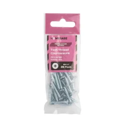 Homebase Zinc Plated Twin Thread Screw 4 X 25mm 25 Pack -COMMAND Sales Store 13151255 1594920816830400