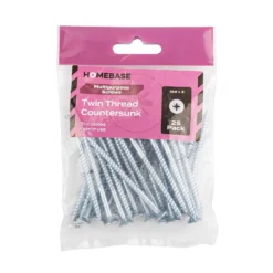 Homebase Zinc Plated Twin Thread Screw 6 X 75mm 25 Pack -COMMAND Sales Store 13151270 1294920818247027