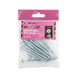 Homebase Zinc Plated Twin Thread Screw 5 X 75mm 25 Pack -COMMAND Sales Store 13151272 9654920818340735
