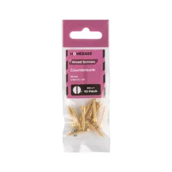 Homebase Brass Wood Screw Countersunk 4 X 25mm 10 Pack 5 Homebase Brass Wood Screw Countersunk 4 X 25mm 10 Pack -COMMAND Sales Store 13151291 2074920817273092
