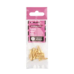 Homebase Brass Wood Screw Round Head 4 X 20mm 10 Pack -COMMAND Sales Store 13151306 3554920817722132