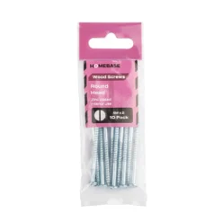 Homebase Zinc Plated Wood Screw Round Head 4 X 50mm 10 Pack -COMMAND Sales Store 13151310 1444920817643376