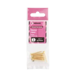 Homebase Brass Wood Screw Round Head 3 X 25mm 10 Pack -COMMAND Sales Store 13151313 1754920817730472