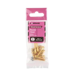 Homebase Brass Wood Screw Round Head 4 X 25mm 10 Pack -COMMAND Sales Store 13151319 7974920817537347