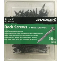 Decking Screw Kit - 250 Piece X 75mm Decking Screws & Free Drill Bit