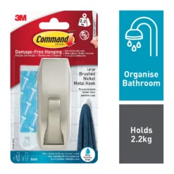Command™ Large Modern Reflections Satin Nickel Metal Bathroom Hook -COMMAND Sales Store 13888641 1934974674907909
